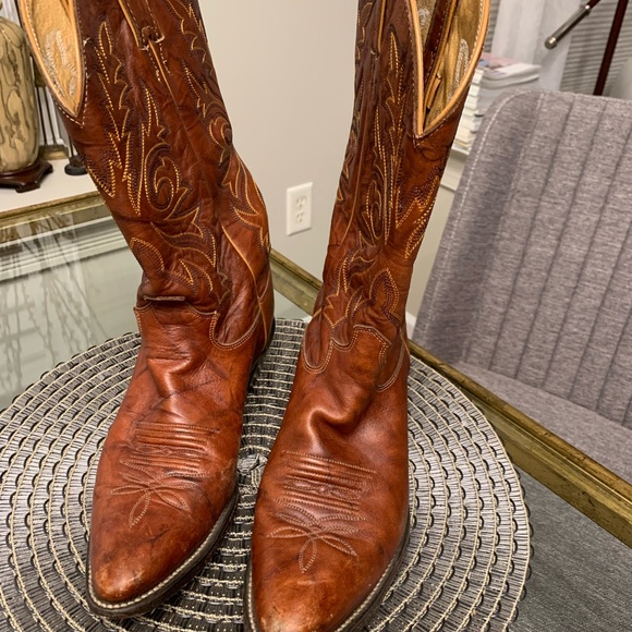 Tony Lama Shoes - Womens Tony Lama Classic Brown Leather Western Cowboy Boots